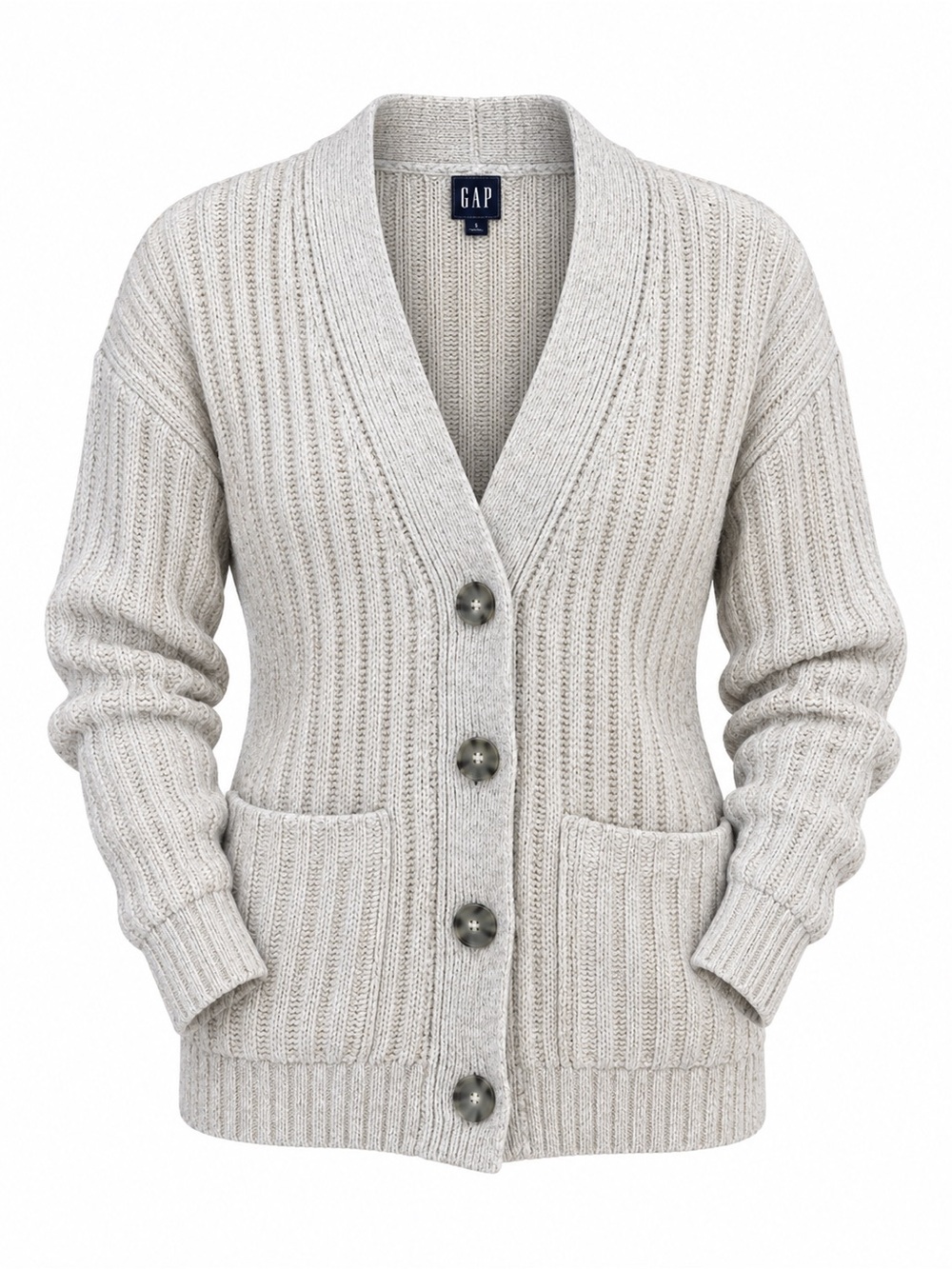 GAP Light Gray Ribbed Button-Up Cardigan